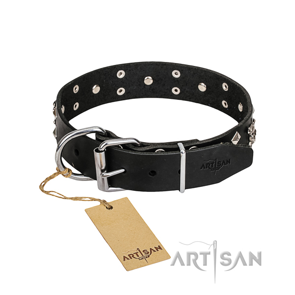 Leather dog collar with polished edges for pleasant everyday outing