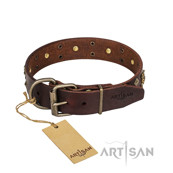 Leather dog collar with smooth edges for comfy everyday wearing
