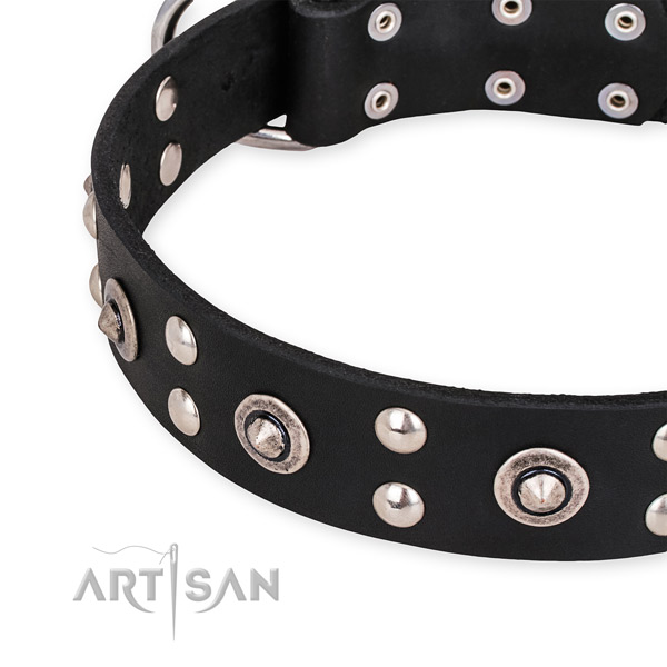 Genuine leather collar with strong traditional buckle for your attractive pet