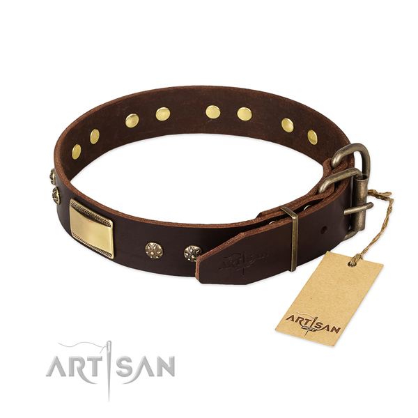 Fine quality full grain natural leather collar for your four-legged friend