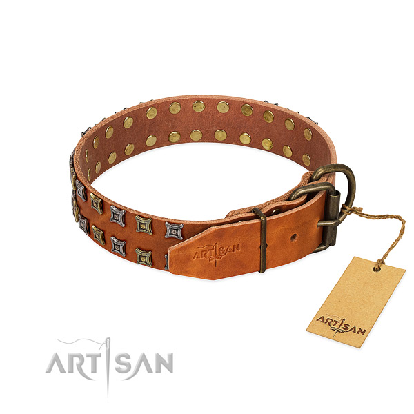 Quality full grain leather dog collar handcrafted for your canine