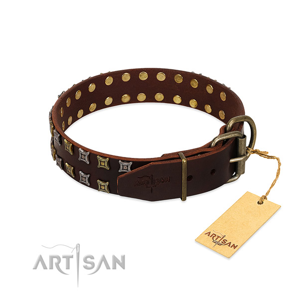 Soft full grain genuine leather dog collar handmade for your canine