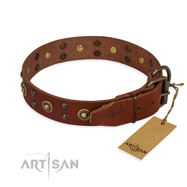 Durable hardware on genuine leather collar for your lovely four-legged friend
