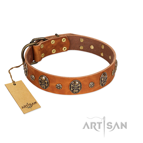 Top quality natural genuine leather collar for your canine